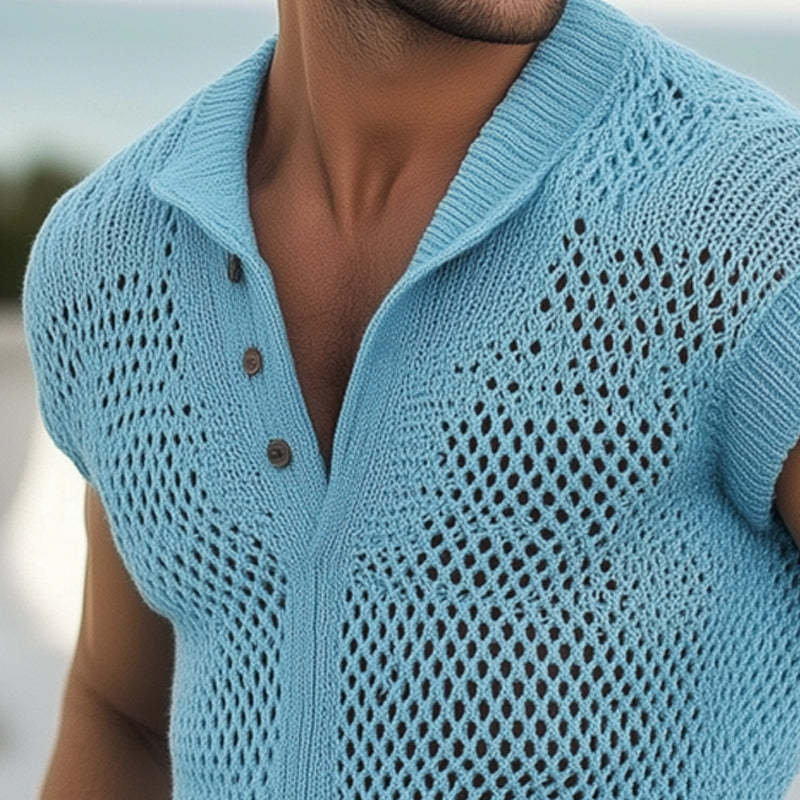 Camiseta de malla de punto transpirable de moda de verano para hombre