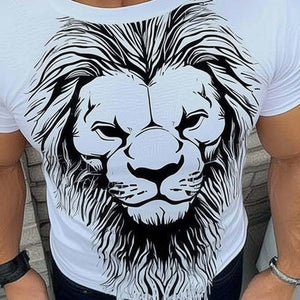 Camiseta de manga corta con estampado de tigre de verano para hombre