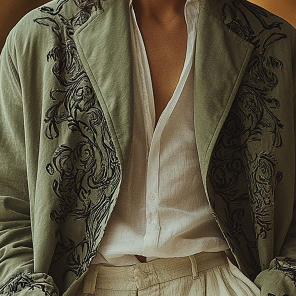 Men's Western Vintage Embroidered Shirt Coat MTA2837C5P