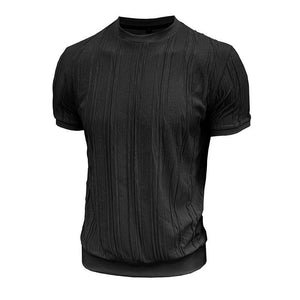 Men's Casual Round Neck Textured Short Sleeve T-Shirt