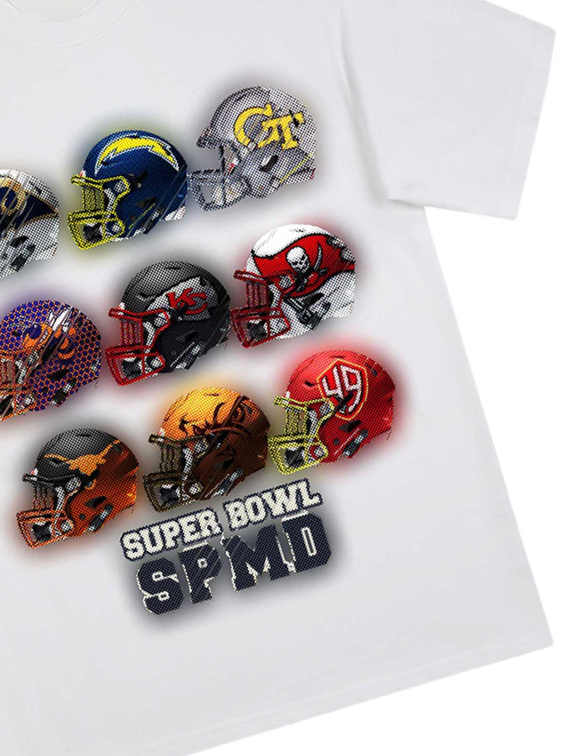 Super Bowl Football Helmet Print T-shirt