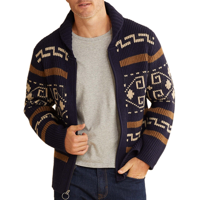 LONG SLEEVED SLIM FIT JACQUARD KNITTED SWEATER