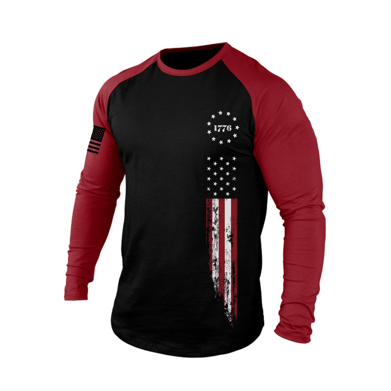 1776 USA FLAG  RAGLAN  GRAPHIC  LONG SLEEVE T-SHIRT