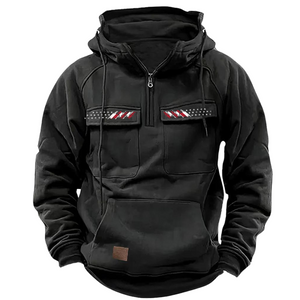 SUDADERA CON CAPUCHA VINTAGE DE COLOR LISO CON BANDERA DE EE. UU.