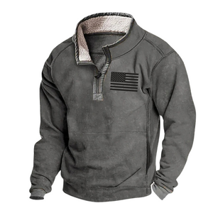 USA FLAG Lässiger Stehkragen, Fleece-Sweatshirt