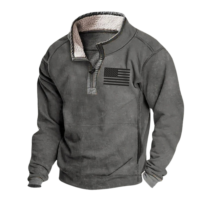 USA FLAG Casual stand collar,fleece sweatshirt