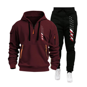 USA FLAG SPORT HOODIE SET HERREN MEHRERE TASCHEN REISSVERSCHLUSS KAPUZENSWEATSHIRT SPORTANZUG SET