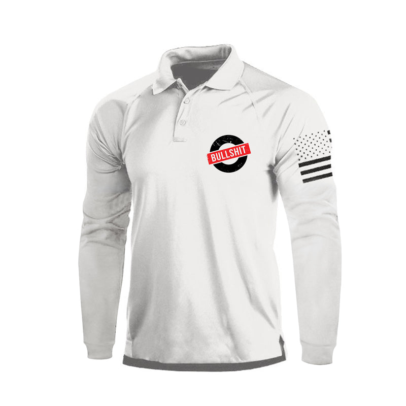 BULL SHIT 1/4 BUTTON RAGLAN LONG SLEEVE POLO SHIRT