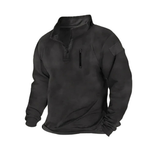 SUDADERA TÁCTICA PARA HOMBRE, SUELTA, DE COLOR SÓLIDO, PARA EXTERIORES, CÁLIDA Y TRANSPIRABLE