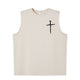 Cross print Men's pure cotton round neck vest