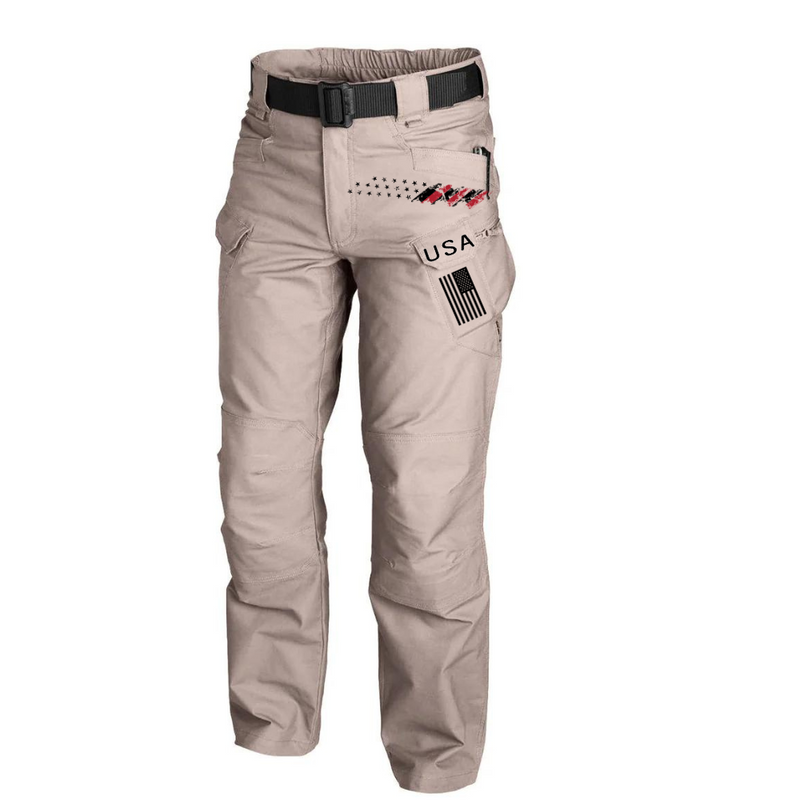 USA FLAG GRAPHIC OUTDOOR WEARABLE QUICK DRY MULTI-POCKET CARGO PANTS