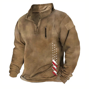 SUDADERA CON CAPUCHA TÁCTICA PARA HOMBRE, SUELTA, DE COLOR SÓLIDO, PARA EXTERIORES, CÁLIDA Y TRANSPIRABLE, CON BANDERA DE EE. UU.