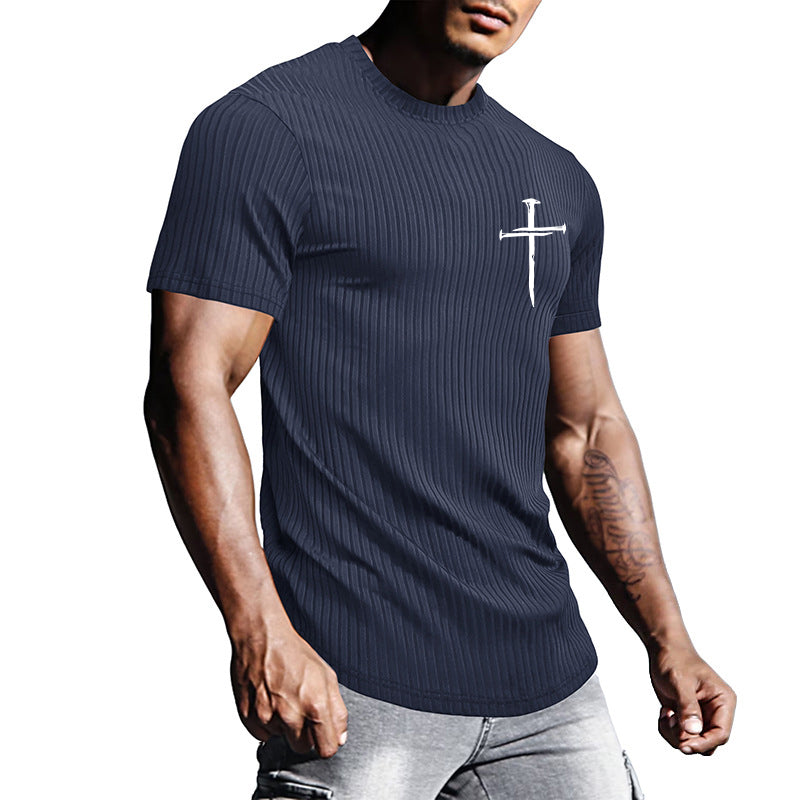 CROSS PRINT MEN SPORT V-NECK TEE