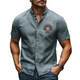 Men's Cotton And Linen Embroidered Short Sleeve Shirt