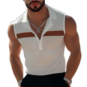 Camiseta de tirantes texturizada con cuello polo de moda de verano para hombre