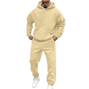 Herren Casual Loose Fleece Langarm Hoodie Jogginghose Set