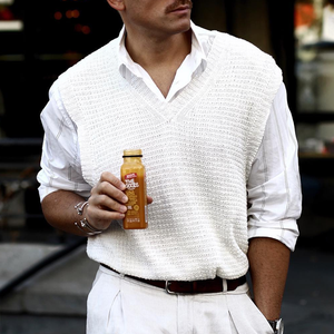 Men's Solid Knit V Neck Sleeveless Tank Top