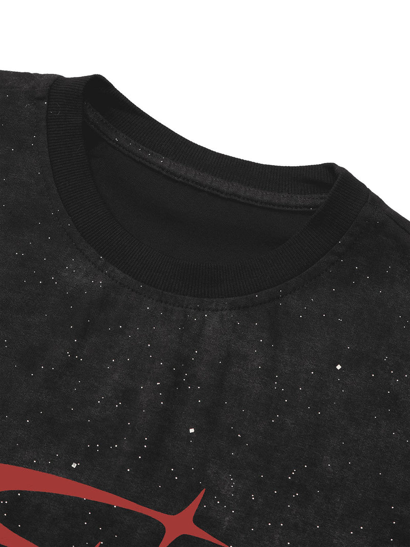 Starry Sky Printed Street Rap T-Shirt