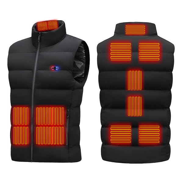 HOT VEST INTELLIGENT DUAL CONTROL NINE ZONE USB CHARGING MODEL FOR MEN AND WOMEN WINTER COTTON JACKET WITH CONSTANT TEMPERATURE DUAL SWITCH HEATING VEST