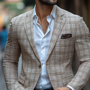 Blazer informal de un botón con solapa con muesca y cuadros retro para hombre