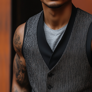 Chaleco estampado retro casual con piezas para hombre