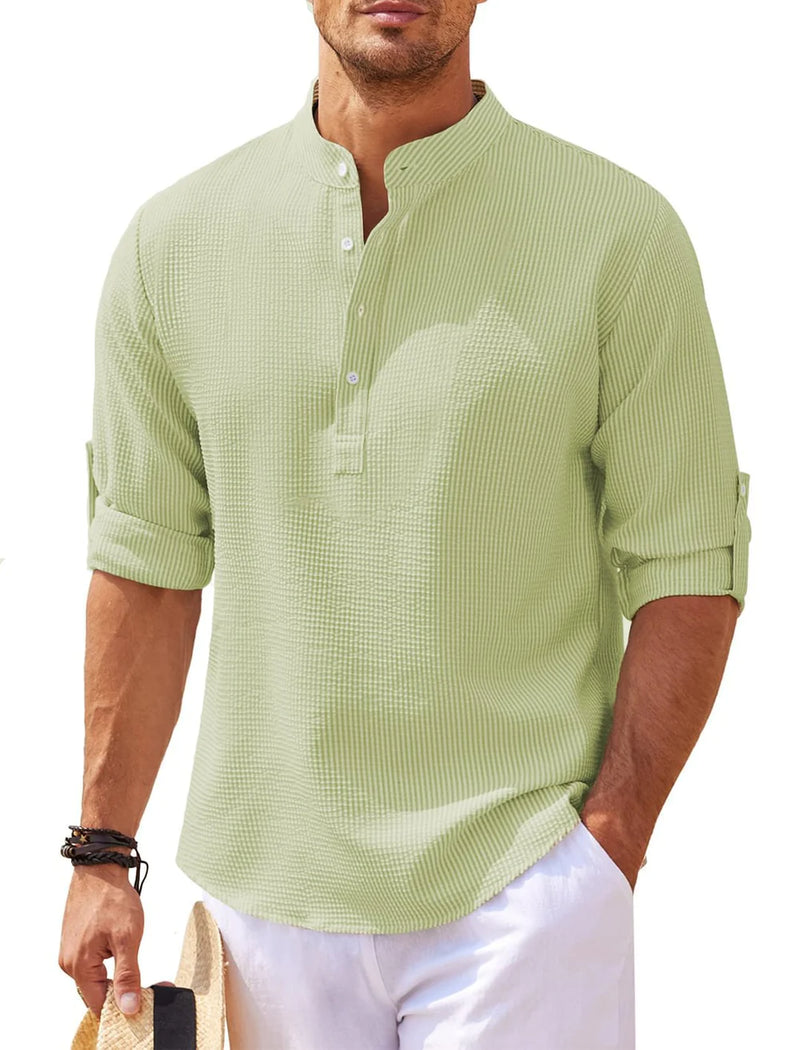 CASUAL RETRO 3/4 SLEEVE HENLEY SHIRT