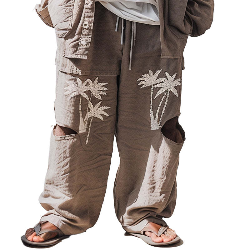 Pantalones casuales rotos y bordados para hombre 