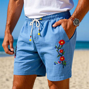 Men's Simple Embroidered Lightweight Beach Shorts