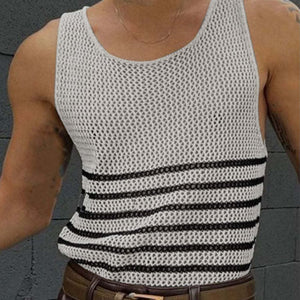 Lässiges Herren-Tanktop mit Rundhalsausschnitt und Hohlstreifen
