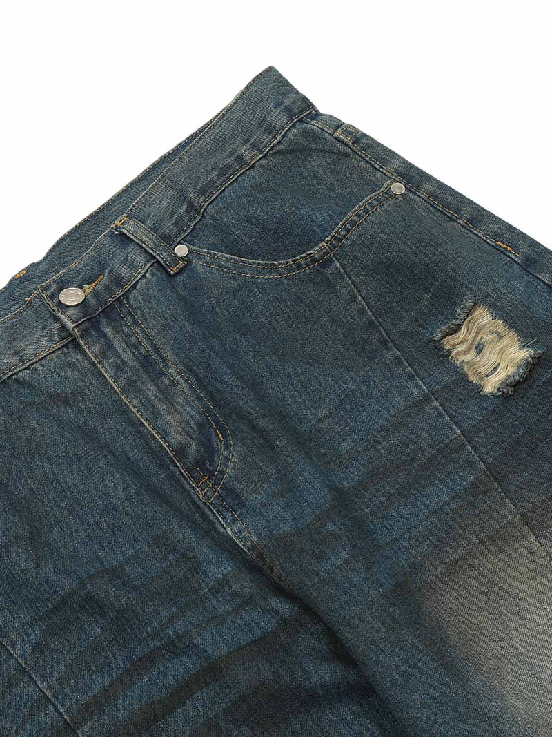 Dirty Dyed Washed Straight Jeans