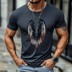 Camiseta informal de manga corta con cuello redondo y estampado para hombre