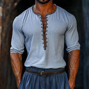 Camiseta informal de manga corta con cuello redondo para hombre