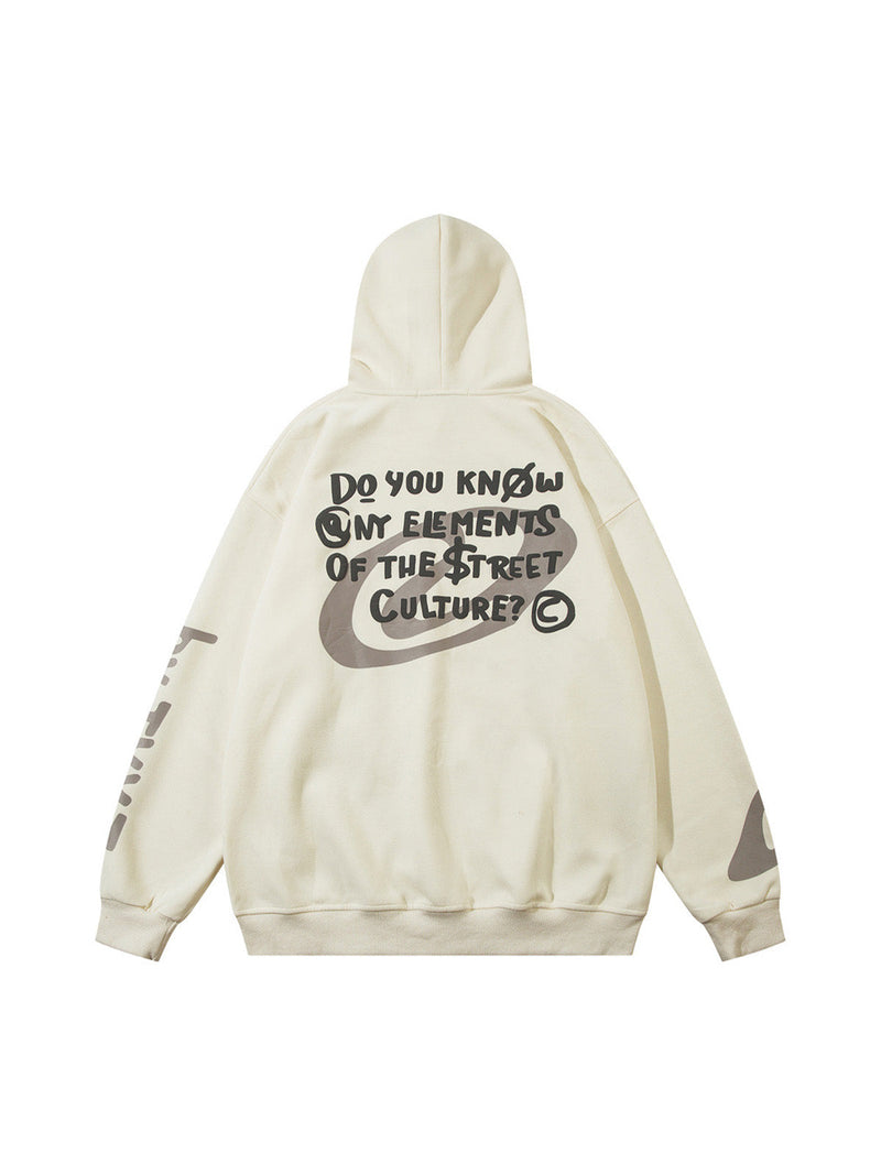 Abstract Angel Print Pullover Hoodie