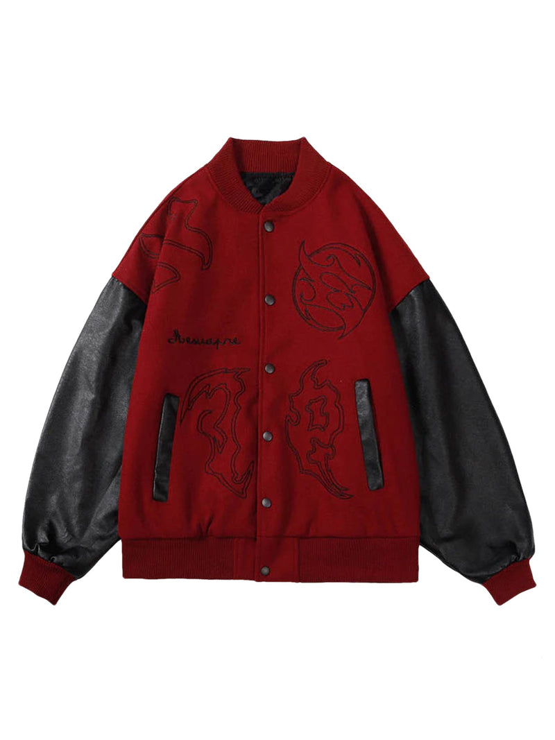 Symbol Embroidery PU Leather Racing Jacket