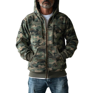 Chaqueta sudadera con capucha y estampado de camuflaje para hombre