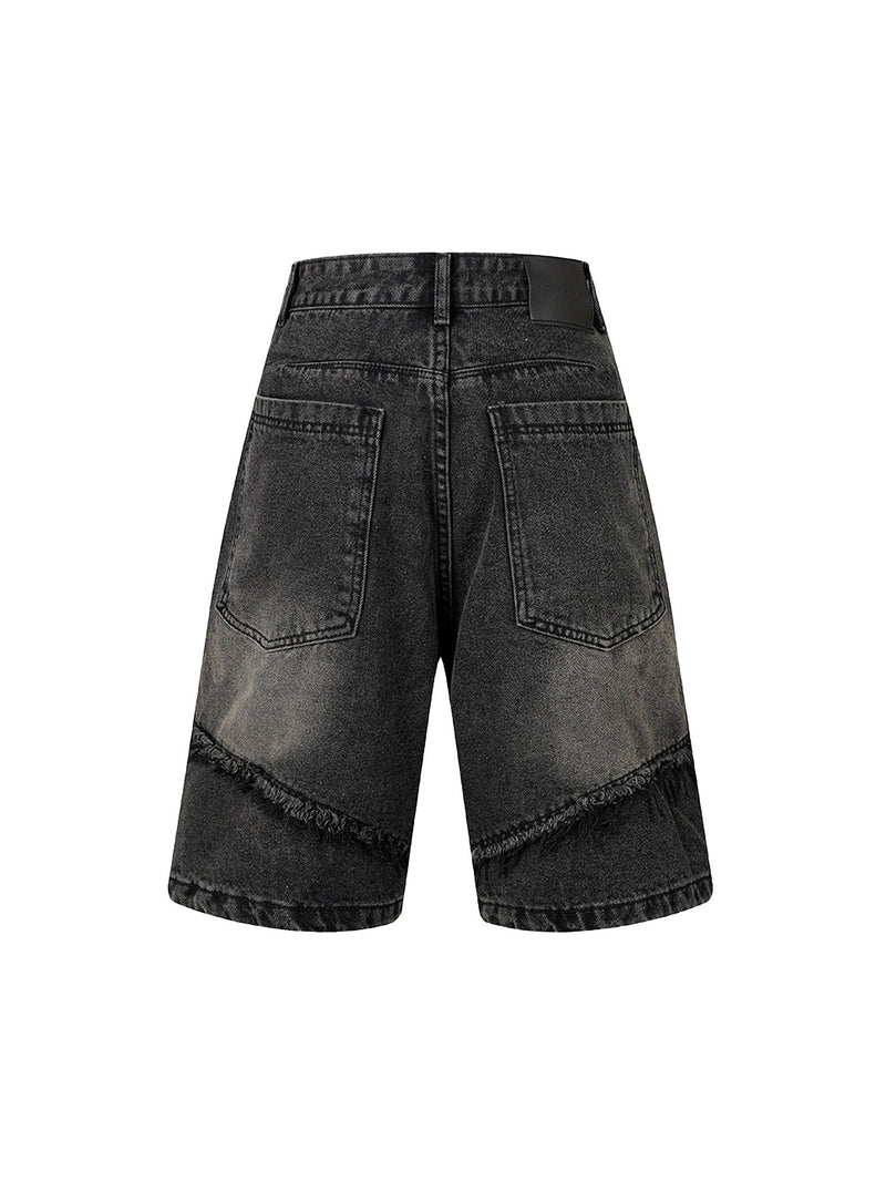 High Street Irregular Beard Denim Shorts