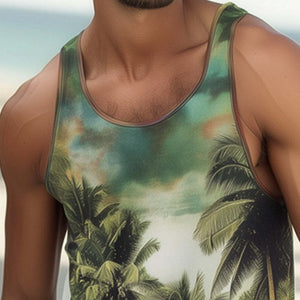 Camiseta sin mangas informal hawaiana de moda para hombre, agradable para la piel