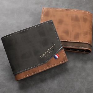 Cartera de cuero con cremallera para múltiples tarjetas para hombre