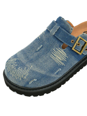 Birkenstocks vintage de mezclilla bordada 