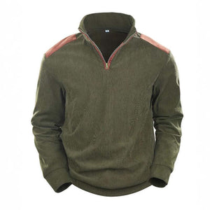 Men's Vintage Patchwork Stand Collar Sweatshirt