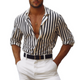 Men's Spring And Summer Fashion Vertical Striped Long Sleeve Shirt