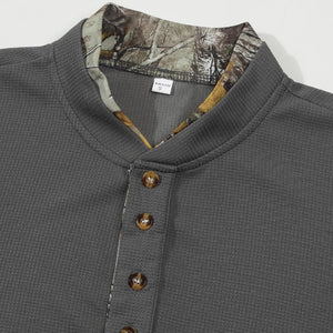 Camiseta de manga larga con bloques de color gofre para hombre