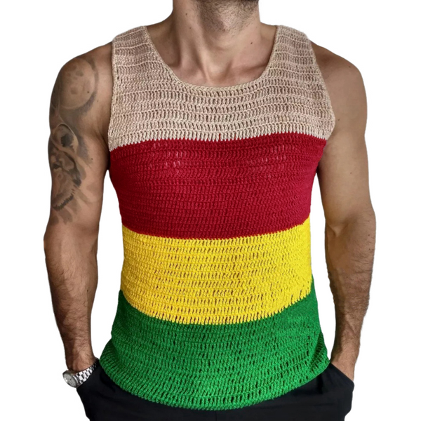 Men's Fashion Casual Personality Contrast Color Knitted Tank Top