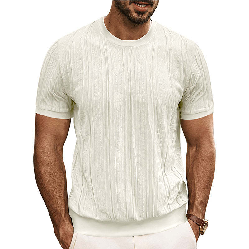 Camiseta informal de manga corta con cuello redondo y textura para hombre