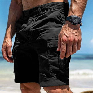 Einfarbige Cargo-Shorts mit mehreren Taschen für Herren