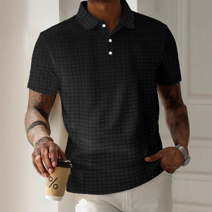 Polo de manga corta con rayas texturizadas para hombre