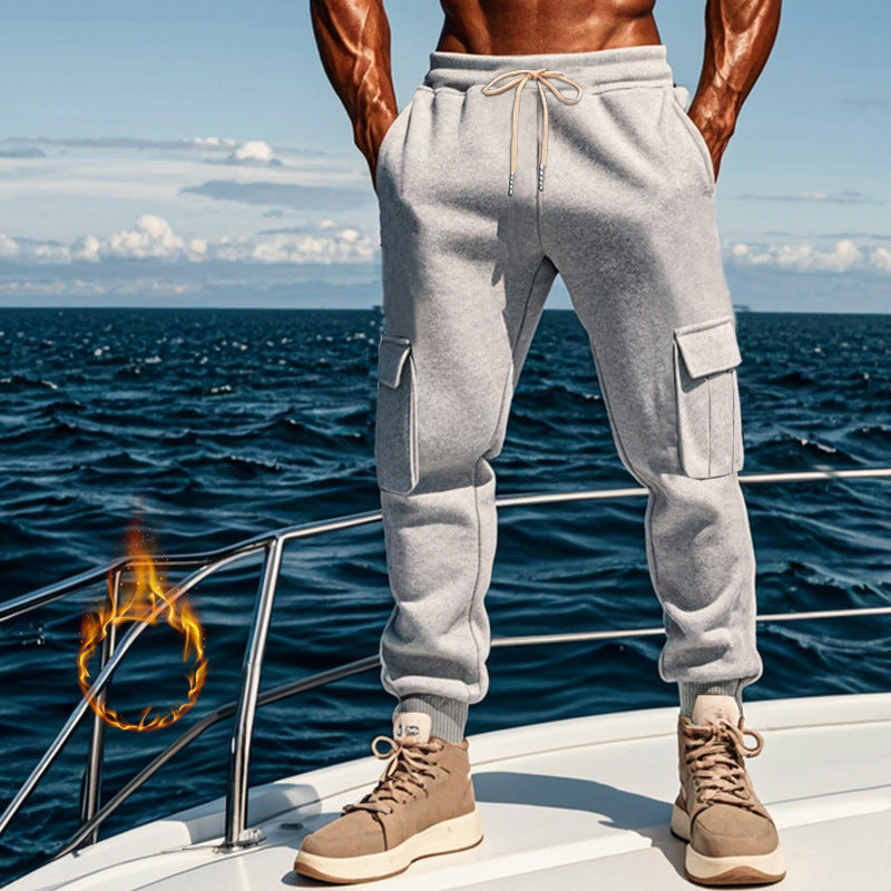 MEN'S CASUAL PANTS WITH THICK VELVET AND MULTI POCKET SPORTS PANTS