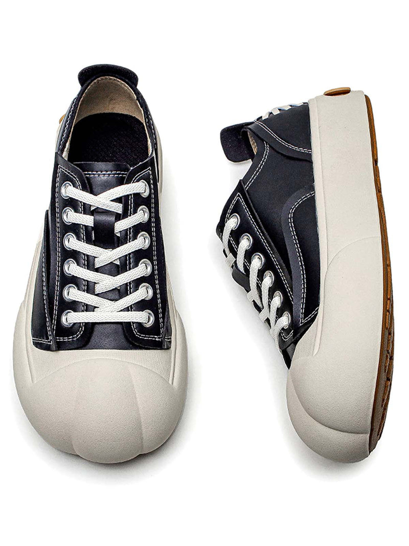 Deconstructed Distressed PU Leather Casual Shoes