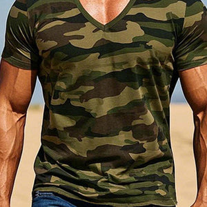 Herren-T-Shirt mit Camouflage-Print in Armeegrün