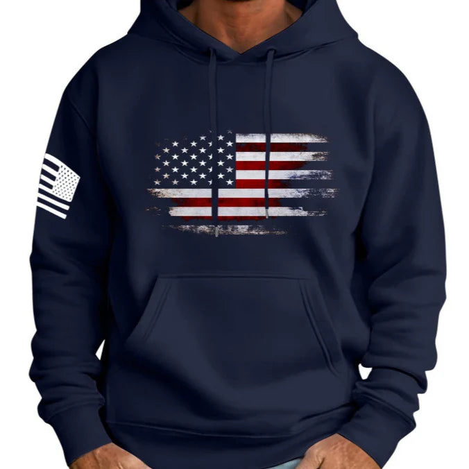 USA FLAG  COTTON GRAPHIC POCKET HOODIE